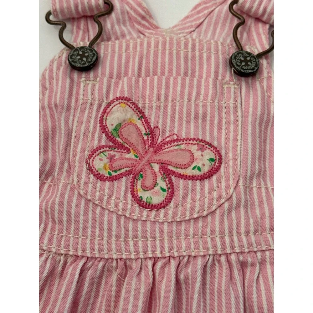 OshKosh Bgosh Pink Hickory Stripe Butterfly Jumper Dress 3 Months 992-0241